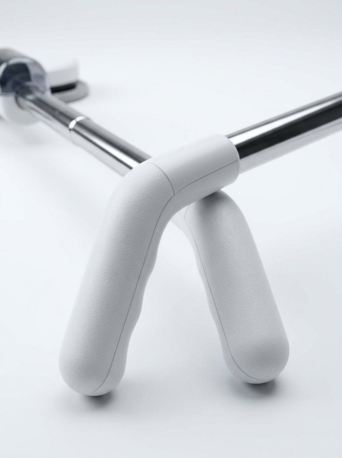 Close-up of the cordless mop head's handle joint, no cord in sight